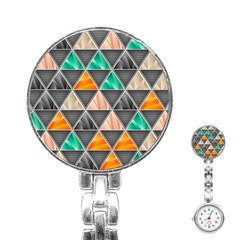 Abstract Geometric Triangle Shape Stainless Steel Nurses Watch