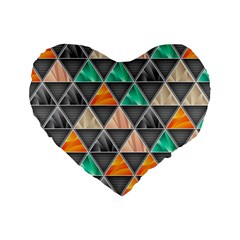 Abstract Geometric Triangle Shape Standard 16  Premium Flano Heart Shape Cushions by BangZart