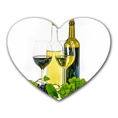 White Wine Red Wine The Bottle Heart Mousepads by BangZart
