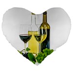 White Wine Red Wine The Bottle Large 19  Premium Flano Heart Shape Cushions Front