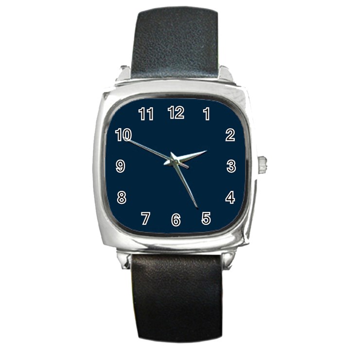 Solid Christmas Silent night Blue Square Metal Watch