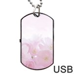 Pink Blossom Bloom Spring Romantic Dog Tag USB Flash (Two Sides) Front