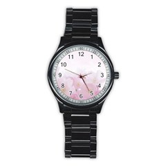 Pink Blossom Bloom Spring Romantic Stainless Steel Round Watch