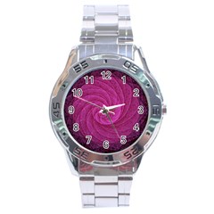 Purple Background Scrapbooking Abstract Stainless Steel Analogue Watch by BangZart