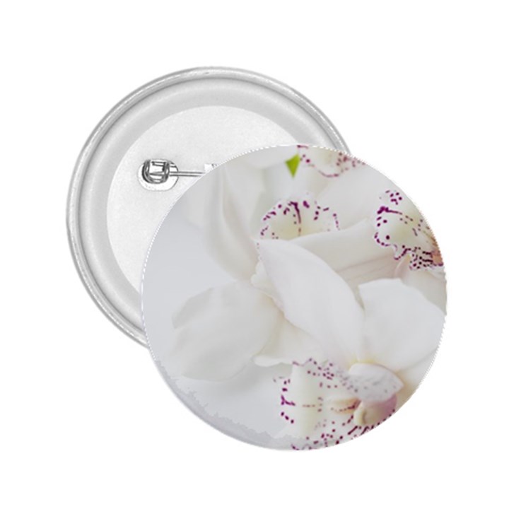 Orchids Flowers White Background 2.25  Buttons