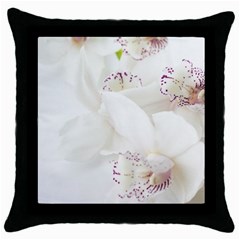 Orchids Flowers White Background Throw Pillow Case (black)
