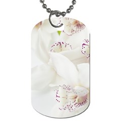Orchids Flowers White Background Dog Tag (one Side) by BangZart