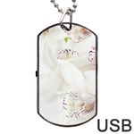 Orchids Flowers White Background Dog Tag USB Flash (Two Sides) Back