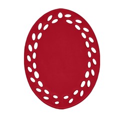 Usa Flag Red Blood Red Classic Solid Color  Ornament (oval Filigree) by PodArtist