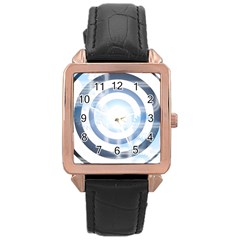 Center Centered Gears Visor Target Rose Gold Leather Watch 