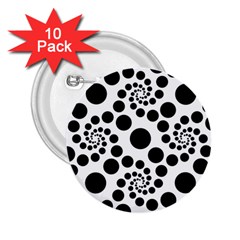 Dot Dots Round Black And White 2 25  Buttons (10 Pack) 