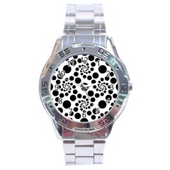 Dot Dots Round Black And White Stainless Steel Analogue Watch by BangZart