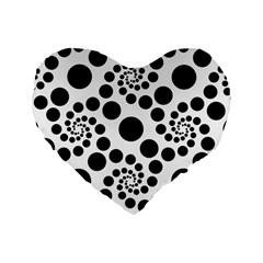 Dot Dots Round Black And White Standard 16  Premium Heart Shape Cushions