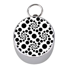 Dot Dots Round Black And White Mini Silver Compasses by BangZart