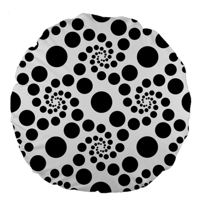 Dot Dots Round Black And White Large 18  Premium Flano Round Cushions