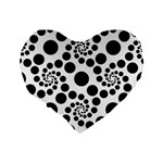 Dot Dots Round Black And White Standard 16  Premium Flano Heart Shape Cushions Back