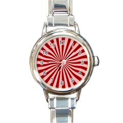 Sun Background Optics Channel Red Round Italian Charm Watch by BangZart