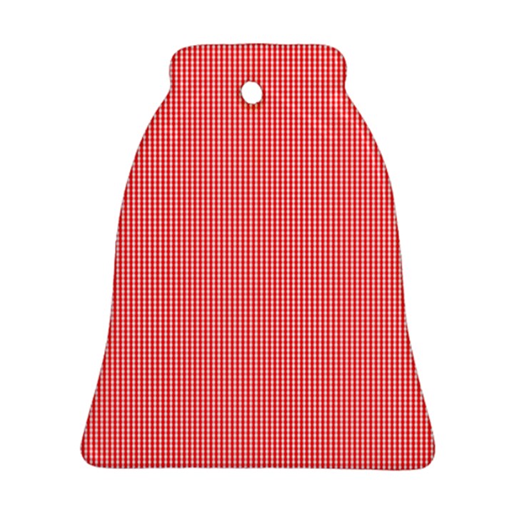 Christmas Red Velvet Mini Gingham Check Plaid Ornament (Bell)