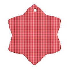 Christmas Red Velvet Mini Gingham Check Plaid Snowflake Ornament (two Sides) by PodArtist