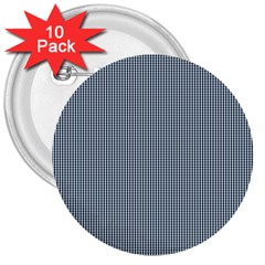 Silent Night Blue Mini Gingham Check Plaid 3  Buttons (10 Pack) 