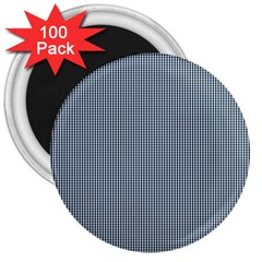 Silent Night Blue Mini Gingham Check Plaid 3  Magnets (100 Pack)