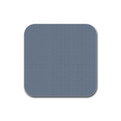 Silent Night Blue Mini Gingham Check Plaid Rubber Square Coaster (4 Pack) 