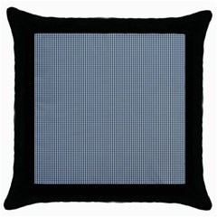 Silent Night Blue Mini Gingham Check Plaid Throw Pillow Case (black)