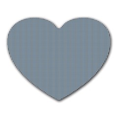 Silent Night Blue Mini Gingham Check Plaid Heart Mousepads