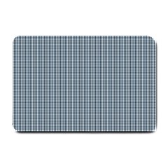 Silent Night Blue Mini Gingham Check Plaid Small Doormat 