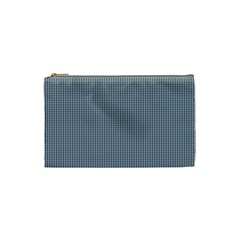 Silent Night Blue Mini Gingham Check Plaid Cosmetic Bag (small) 