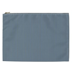 Silent Night Blue Mini Gingham Check Plaid Cosmetic Bag (xxl) 