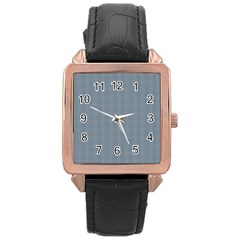 Silent Night Blue Mini Gingham Check Plaid Rose Gold Leather Watch 