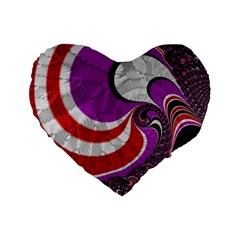 Fractal Art Red Design Pattern Standard 16  Premium Heart Shape Cushions