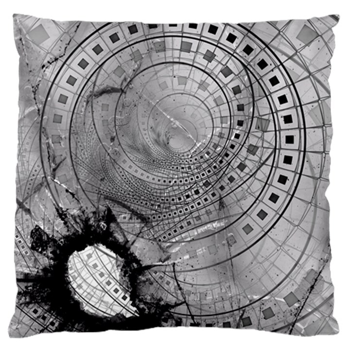 Fragmented Fractal Memories and Gunpowder Glass Large Flano Cushion Case (Two Sides)