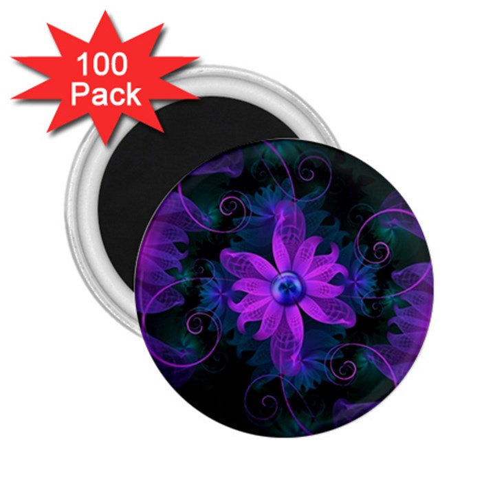 Beautiful Ultraviolet Lilac Orchid Fractal Flowers 2.25  Magnets (100 pack) 