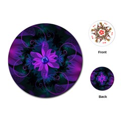 Beautiful Ultraviolet Lilac Orchid Fractal Flowers Playing Cards (round)  by jayaprime