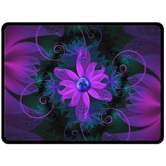 Beautiful Ultraviolet Lilac Orchid Fractal Flowers Fleece Blanket (large)  by jayaprime