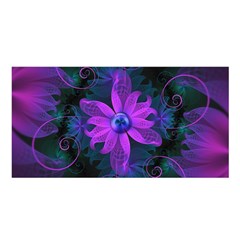 Beautiful Ultraviolet Lilac Orchid Fractal Flowers Satin Shawl by jayaprime