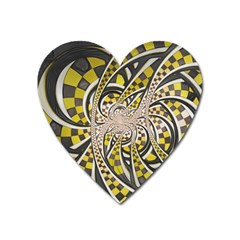 Liquid Taxi Cab, A Yellow Checkered Retro Fractal Heart Magnet by jayaprime