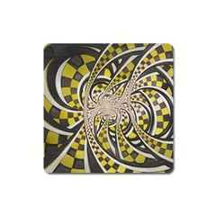 Liquid Taxi Cab, A Yellow Checkered Retro Fractal Square Magnet by jayaprime