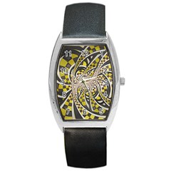 Liquid Taxi Cab, A Yellow Checkered Retro Fractal Barrel Style Metal Watch by jayaprime