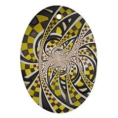 Liquid Taxi Cab, A Yellow Checkered Retro Fractal Oval Ornament (two Sides) by jayaprime