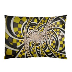 Liquid Taxi Cab, A Yellow Checkered Retro Fractal Pillow Case by jayaprime