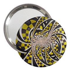 Liquid Taxi Cab, A Yellow Checkered Retro Fractal 3  Handbag Mirrors