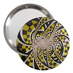 Liquid Taxi Cab, a Yellow Checkered Retro Fractal 3  Handbag Mirrors Front