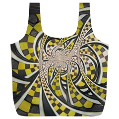 Liquid Taxi Cab, A Yellow Checkered Retro Fractal Full Print Recycle Bags (l)  by jayaprime