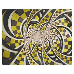 Liquid Taxi Cab, A Yellow Checkered Retro Fractal Double Sided Flano Blanket (medium)  by jayaprime