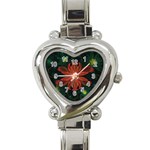 Beautiful Red Passion Flower in a Fractal Jungle Heart Italian Charm Watch Front