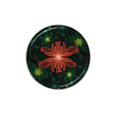 Beautiful Red Passion Flower In A Fractal Jungle Hat Clip Ball Marker by jayaprime