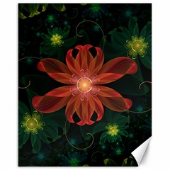 Beautiful Red Passion Flower In A Fractal Jungle Canvas 16  X 20  